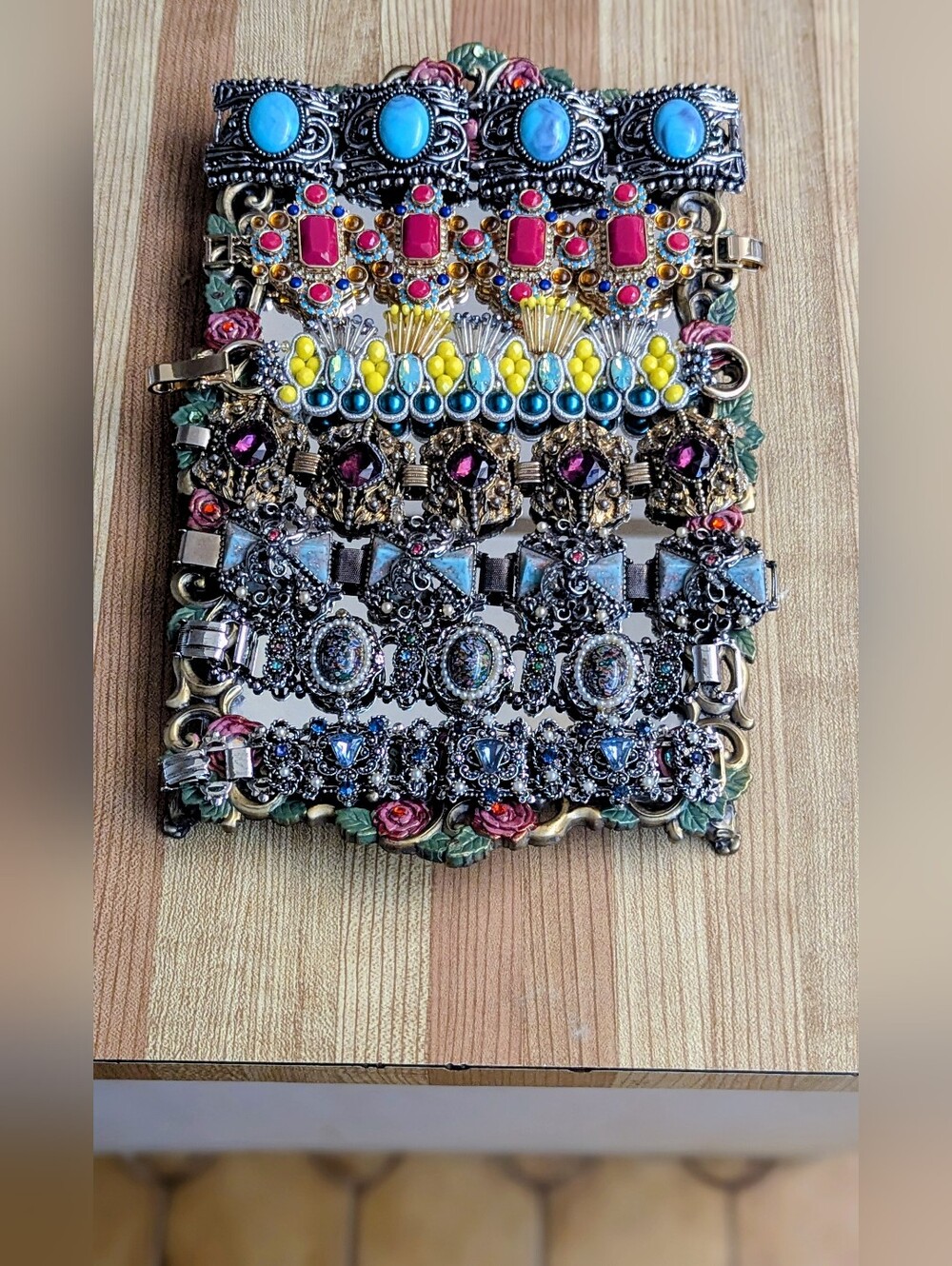 Vintage Colorful Multi-Row Statement Bracelet Set 7 In Total